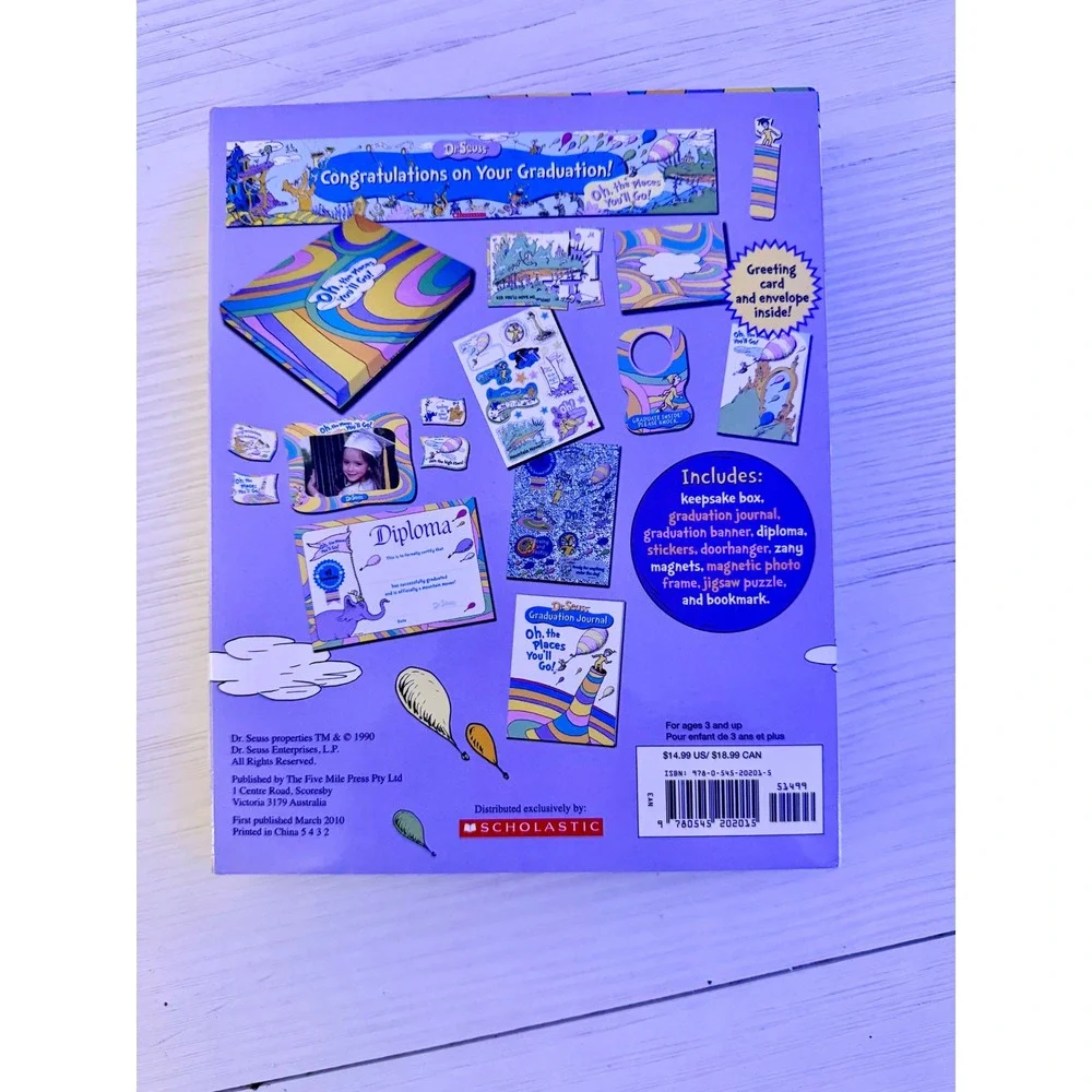 Dr. Seuss Oh The Places You'll Go Graduation Gift Set‎ Keepsake Box Unused